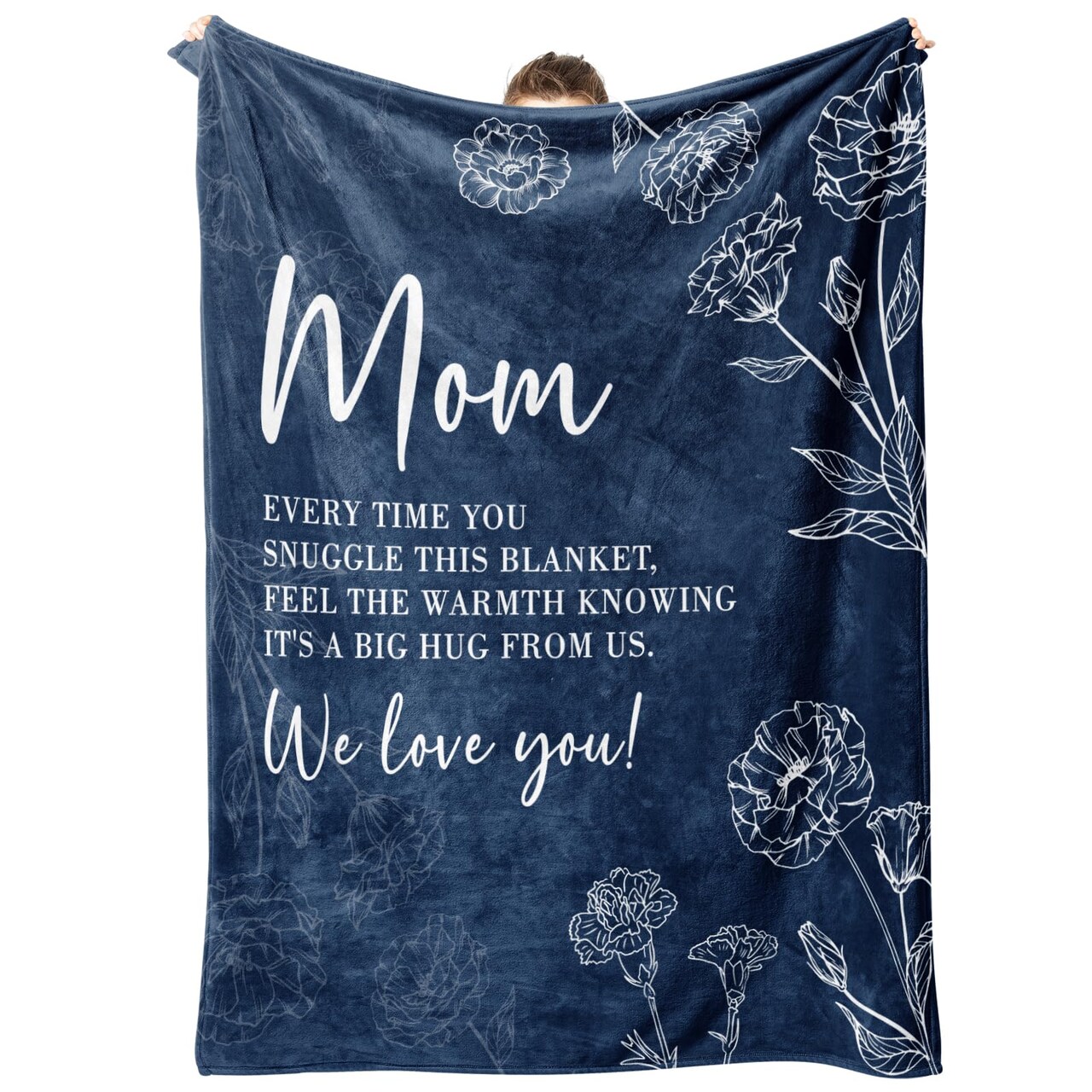 Gifts for Mom, Mom Birthday Gifts Blanket, Moms Gift for Women from Daughter Son, We Love You Present for Mother Mommy Mothers Day Christmas 60" x 50", Blue